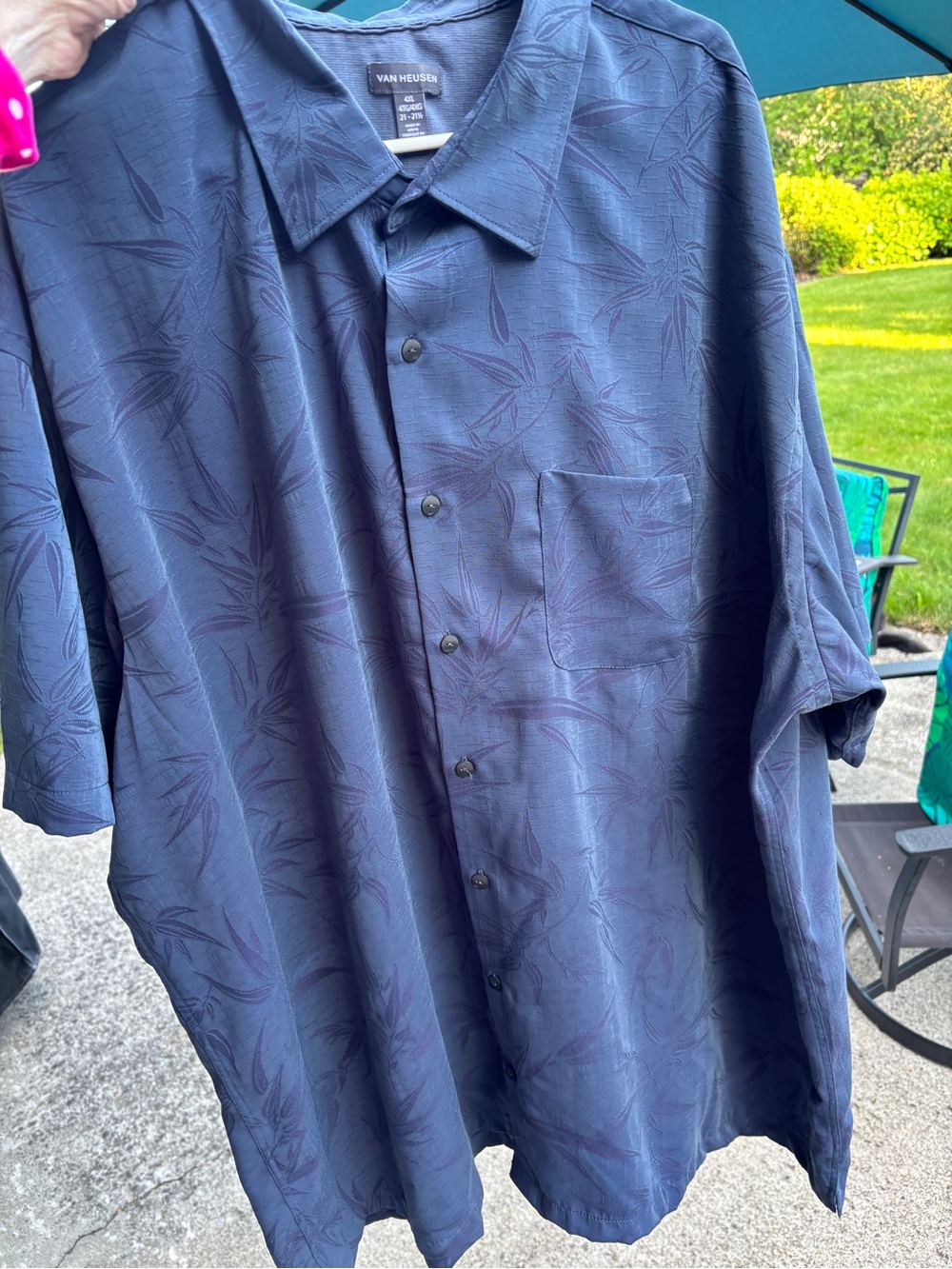 Van Heusen Navy Textured Short Sleeve Shirt